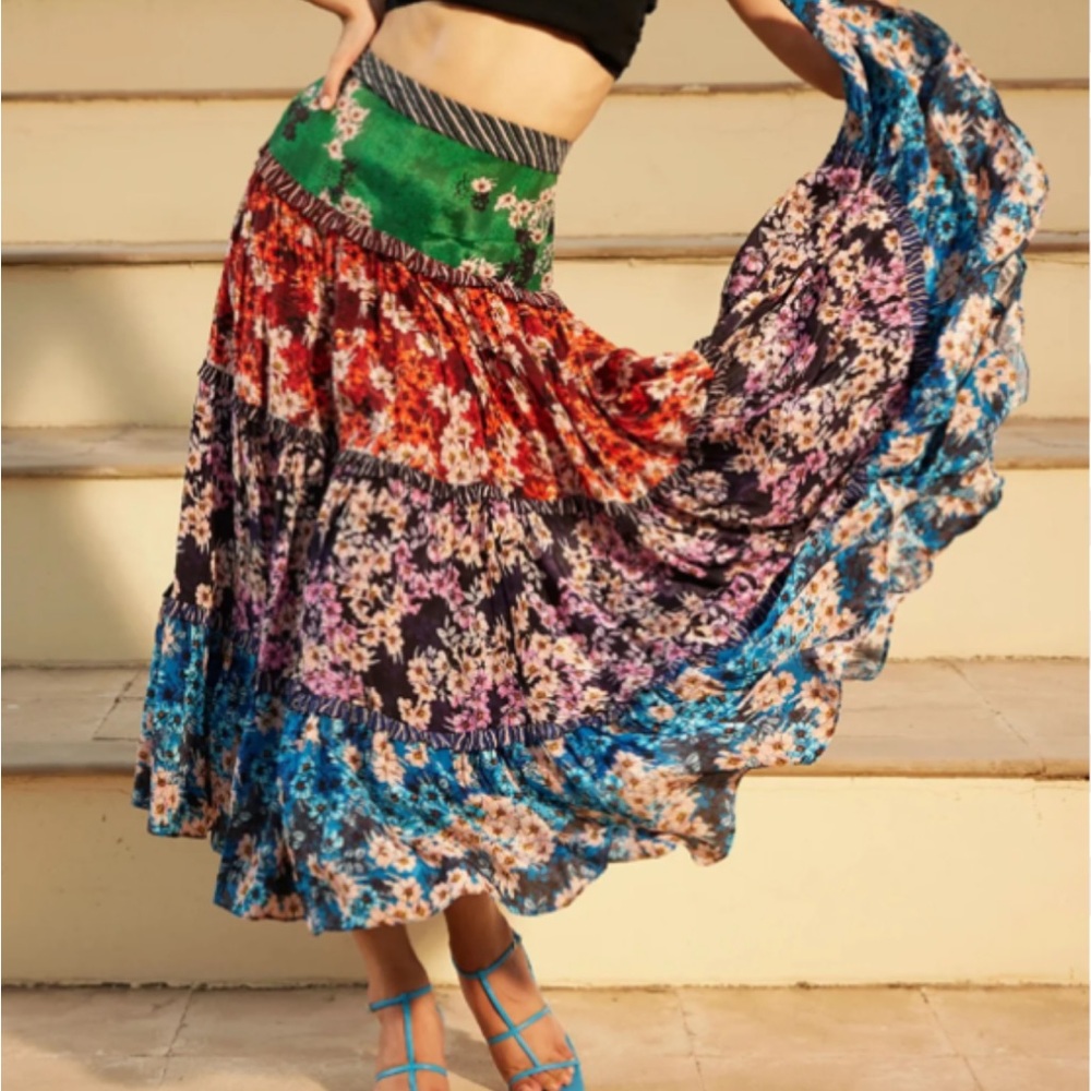 BHANUNI By JYOTI…. Colorful Floral Maxi Skirt Size 16